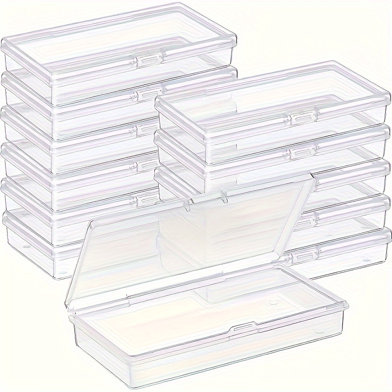 10pcs clear plastic storage boxes with snap close lids stackable organizer containers transparent closet drawer shelf storage for jewelry crafts   space saving clear boxes secure snap closure     sturdy construction office workers Product details 1