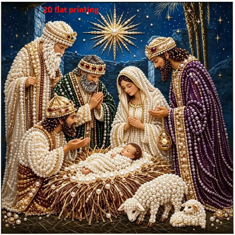 TEMU Kit de peinture diamant 2D plat perle, de la mosaïque cadre, Kit d'art religieux de Noël à faire soi-même pour débutants, Cadeau de décoration