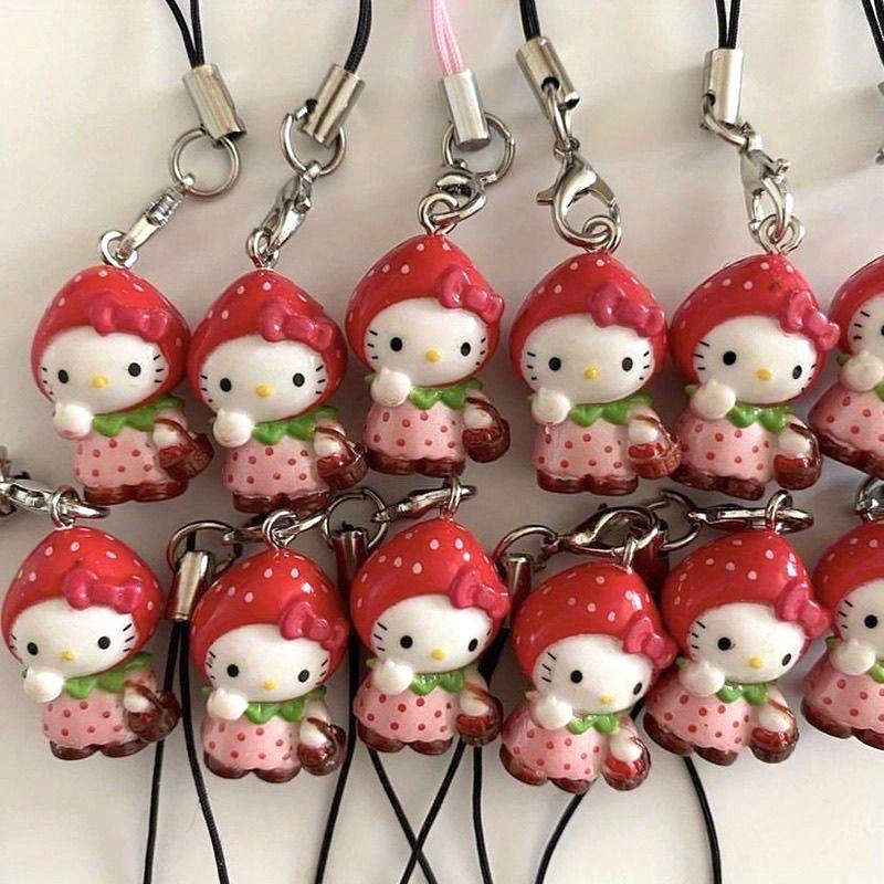 2pcs     strawberry character keychains pvc material cute cartoon anime themed diy backpack charm mobile phone ornament perfect birthday gift for friends details 3