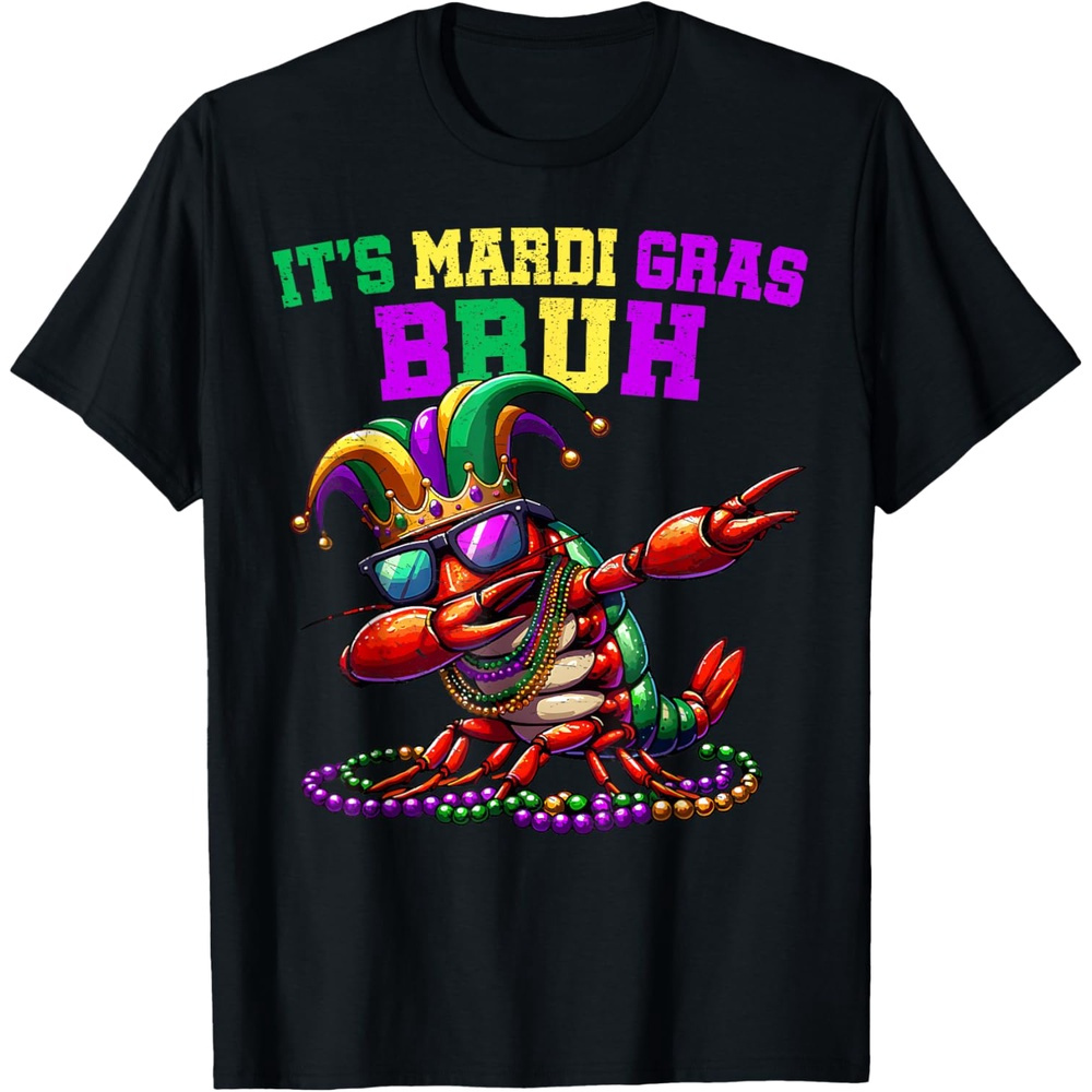 

Mardi Gras ' Mardi Gras ' Dabbing Crawfish Graphic T-shirt - Soft Cotton, Short Sleeve, Crew Neck For & Adults - Casual & Comfortable Summer Tee With Carnival Design