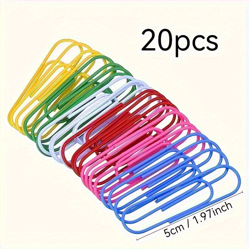 20-pack Large Colorful Paper Clips - 4inch, 3.9inch, 1.3inch Durable Plastic And Metal Clips, Suitable For Home Office Organization Supplies, Colorful , Paper Fixing, , Reliable Grip