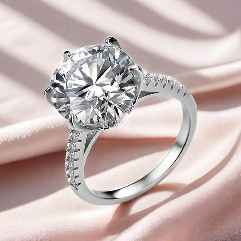 Women's 5 Carat Moissanite Ring with Micropave Side Stones