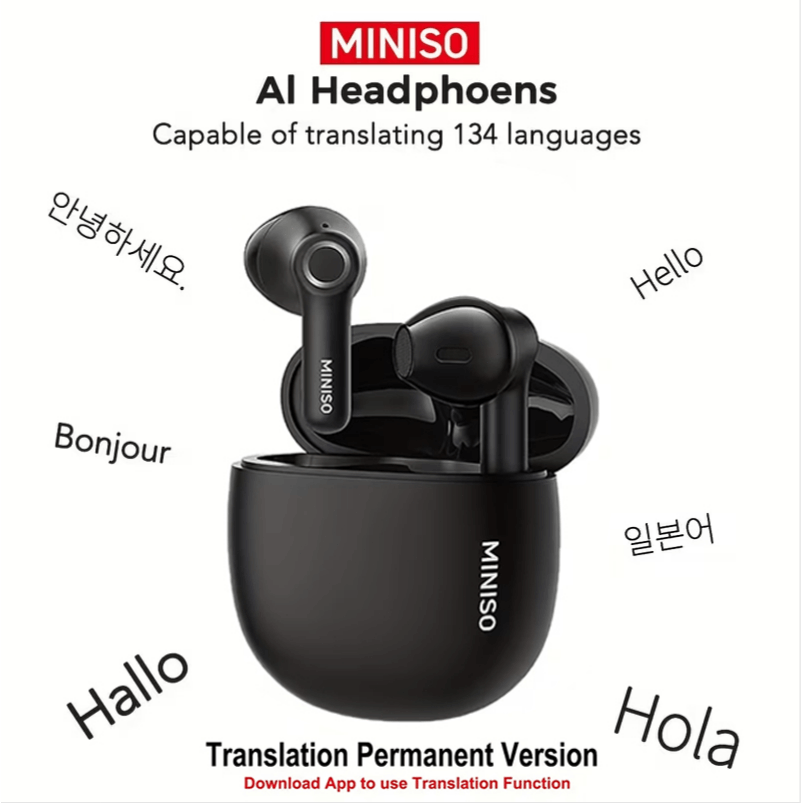 Miniso X52 Ai Upgrade Translation Open-ear Wireless Headset Supports In 135 Languages, 30 Hours , Hifi , Clear Calls, Touch Control, Extremely Long , Ideal For Travel, Business And Multilingual