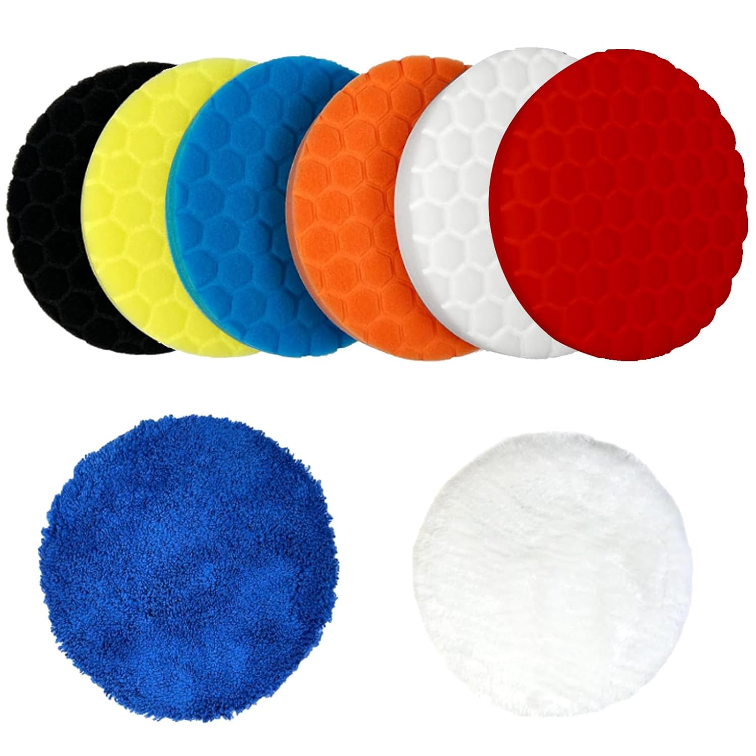 E-shop 8er-Pack Polierschwämme, 125/150 mm Polierpad-Set, Auto-Polier-Set, Waben-Polierschwämme, Kabelloser Schraubendreher-Polieraufsatz für Auto, für