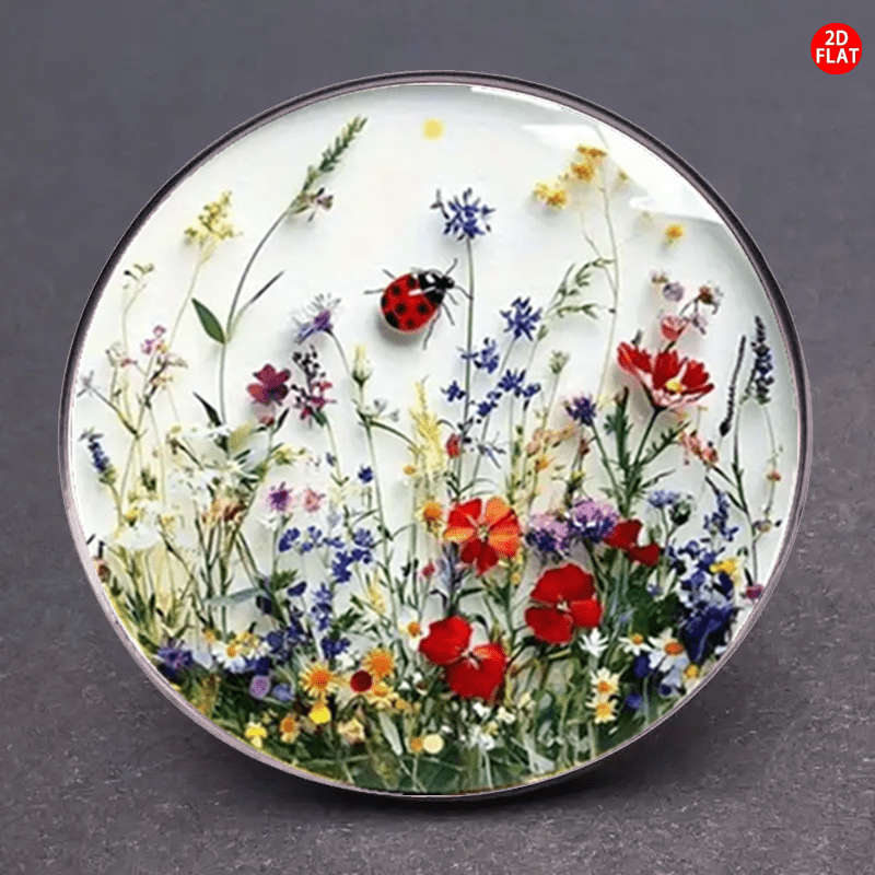 Image of 2d Flat - 2dflat 1pc Ladybug Flower Brooch, Suitable For A Of Occasions, Gifts Their Own Sense Of Ceremony
