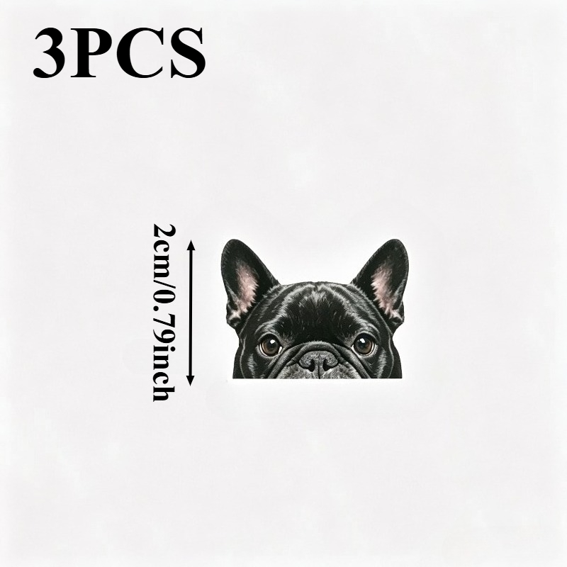 French Bulldog Peeking Sticker - Hidden Button Activated Pop-up Pvc Vinyl Privacy Decoration, Easy-to-install Car Rearview Mirror Sticker, No Tools Required