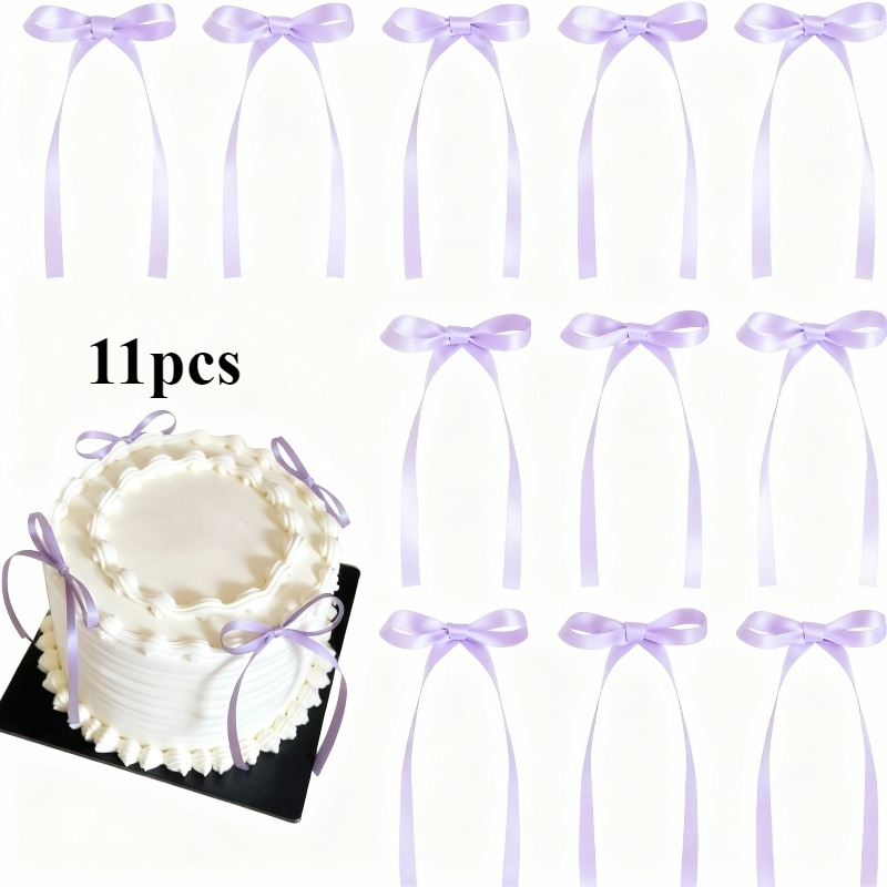 E-shop 11/22 Stück Lila Schleifenförmige Kuchendekorationen | Geeignet für Kuchen, Cupcakes, Babypartys, Geburtstage, Hochzeiten, Valentinstag,