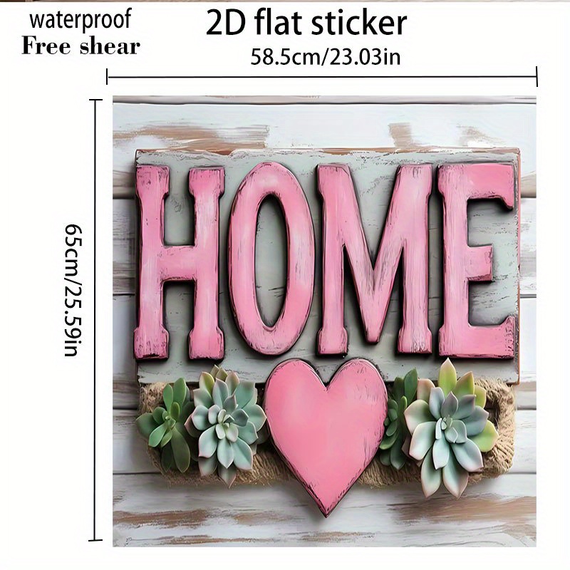 TEMU Motivo piatto 2D - Set adesivi rosa a forma di cuore e pianta succulenta, per decorare superfici come lavastoviglie, lavatrici, frigoriferi,