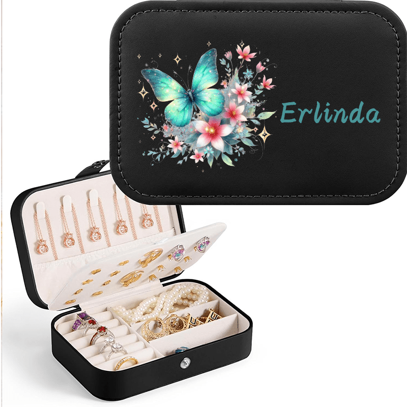 Personalized Sparkle Glitter Butterfly Jewelry Storage Box