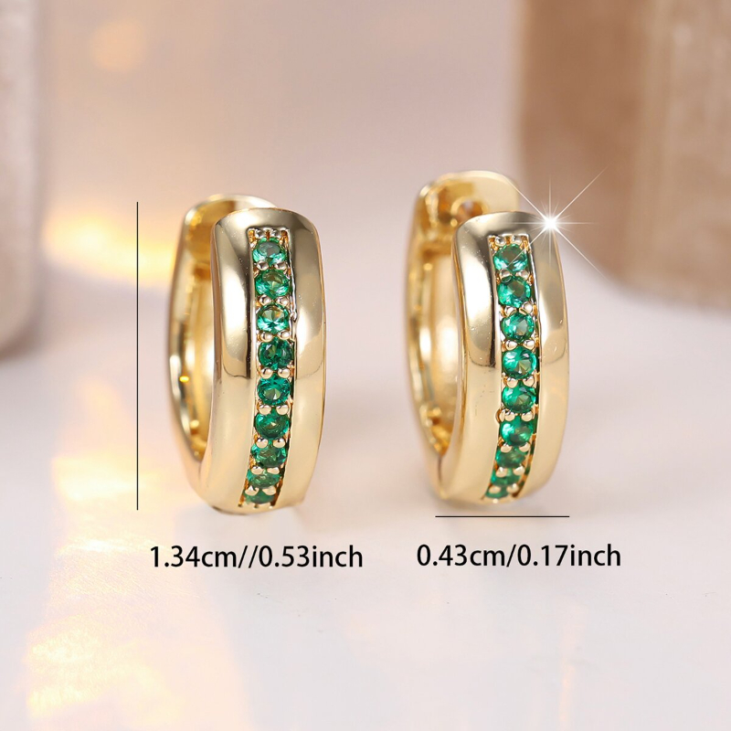 Women's Round Inlaid Oxidized Synthetic Zirconia Earrings, Elegant