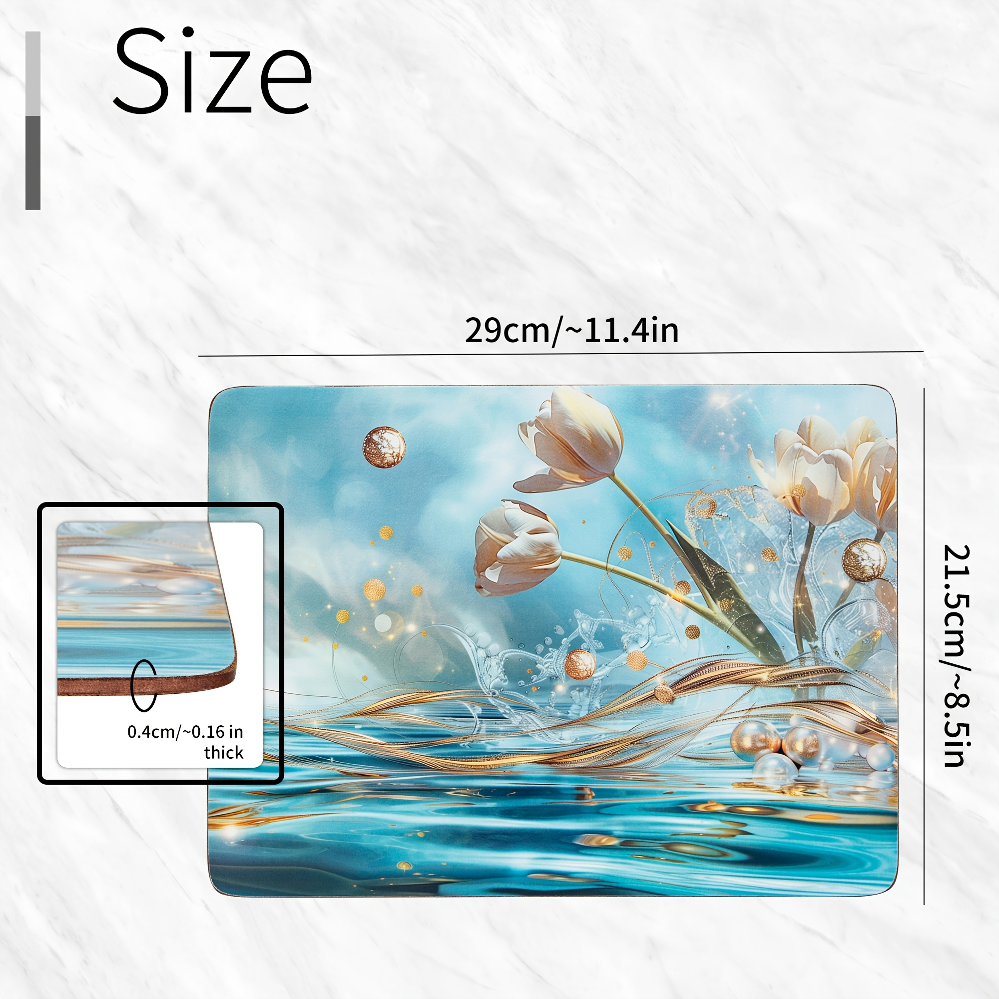 TEMU 4pcs Printed Pattern Wooden Placemat Set - Table Protector, Table Mats/hand Washable