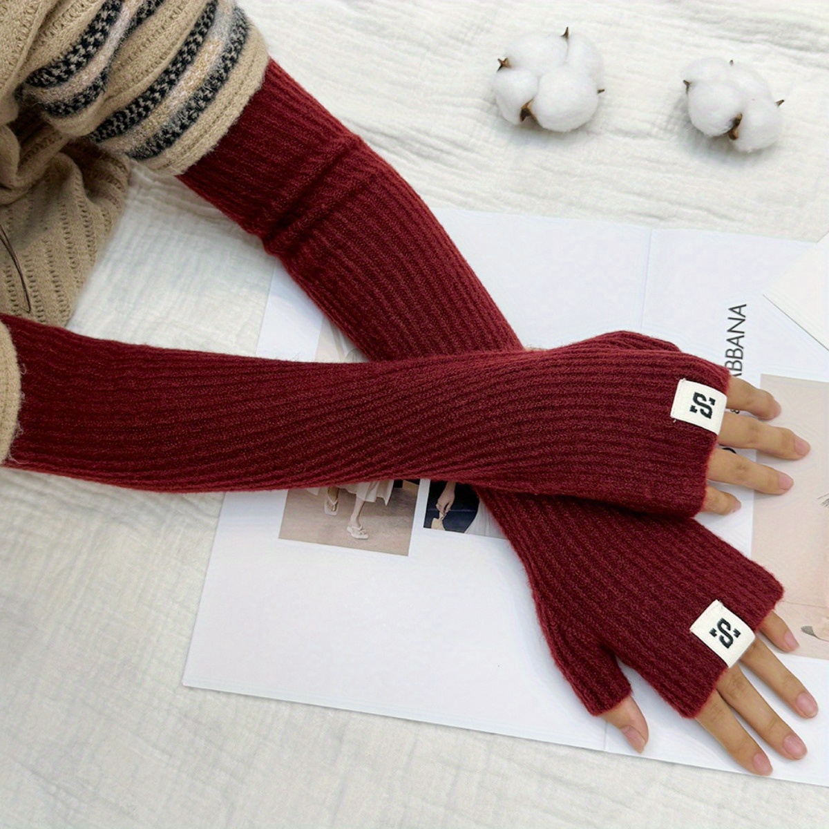 

Fingerless Gloves - Long Polyester Arm For Women, Touchscreen , & For Cycling And -