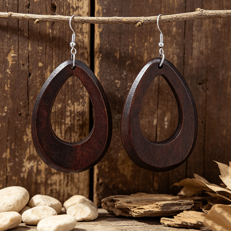 5 Pairs Autumn/Winter Wooden Leaf Earrings Set