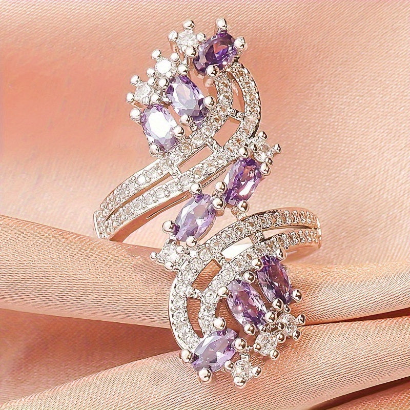 CZ Copper Ring December Birthstone for Casual Attire & Festivals