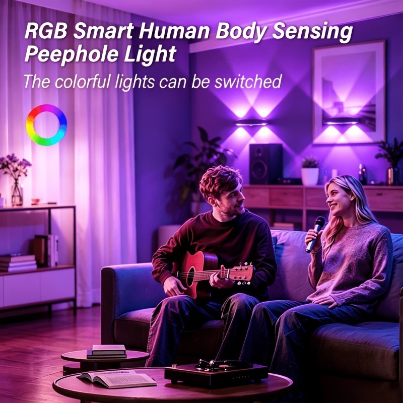 Creative Double-Eyed RGB Color-Changing Mood Wall Light with Motion Sensor