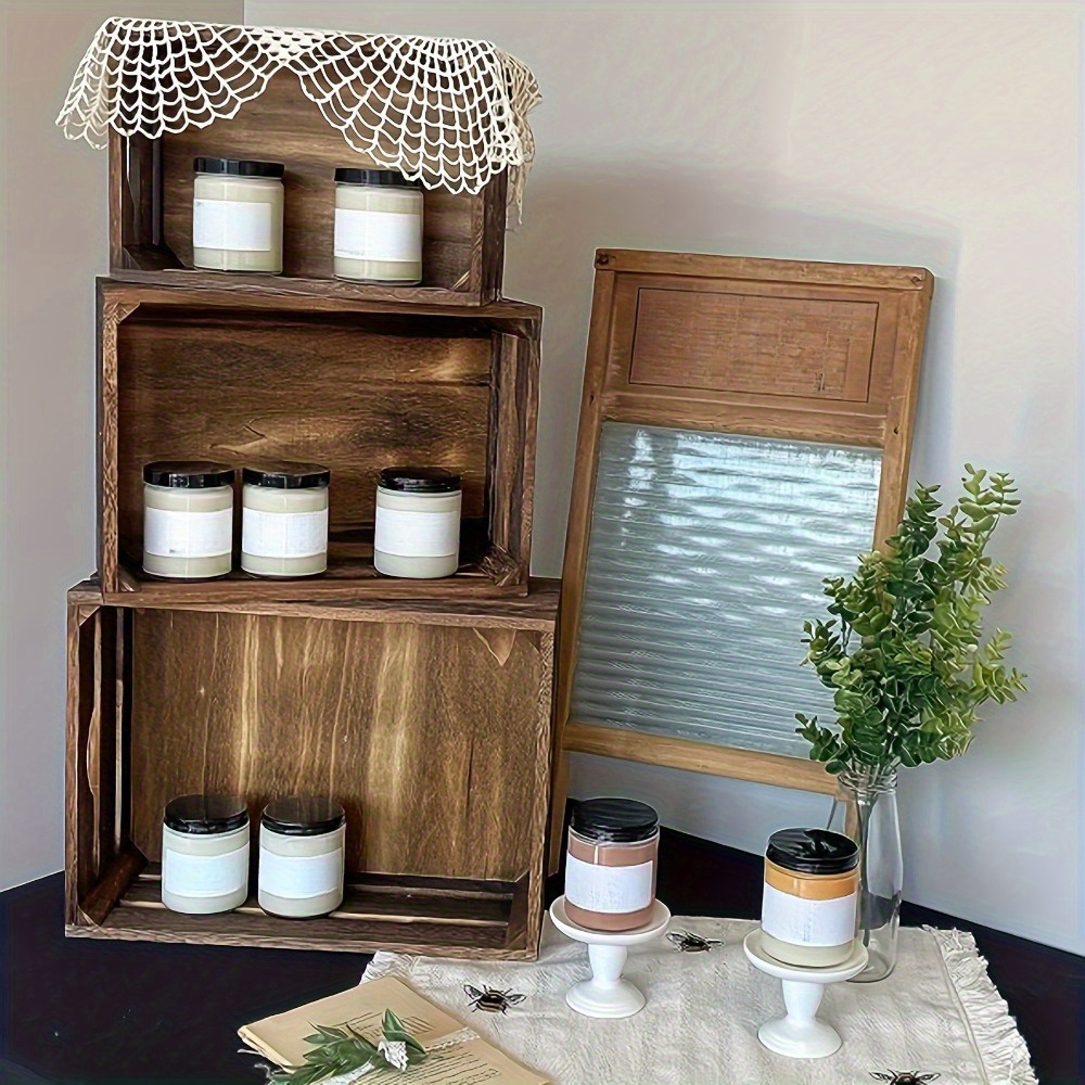 piezas cajas rústicas madera anidar canastas organizadoras