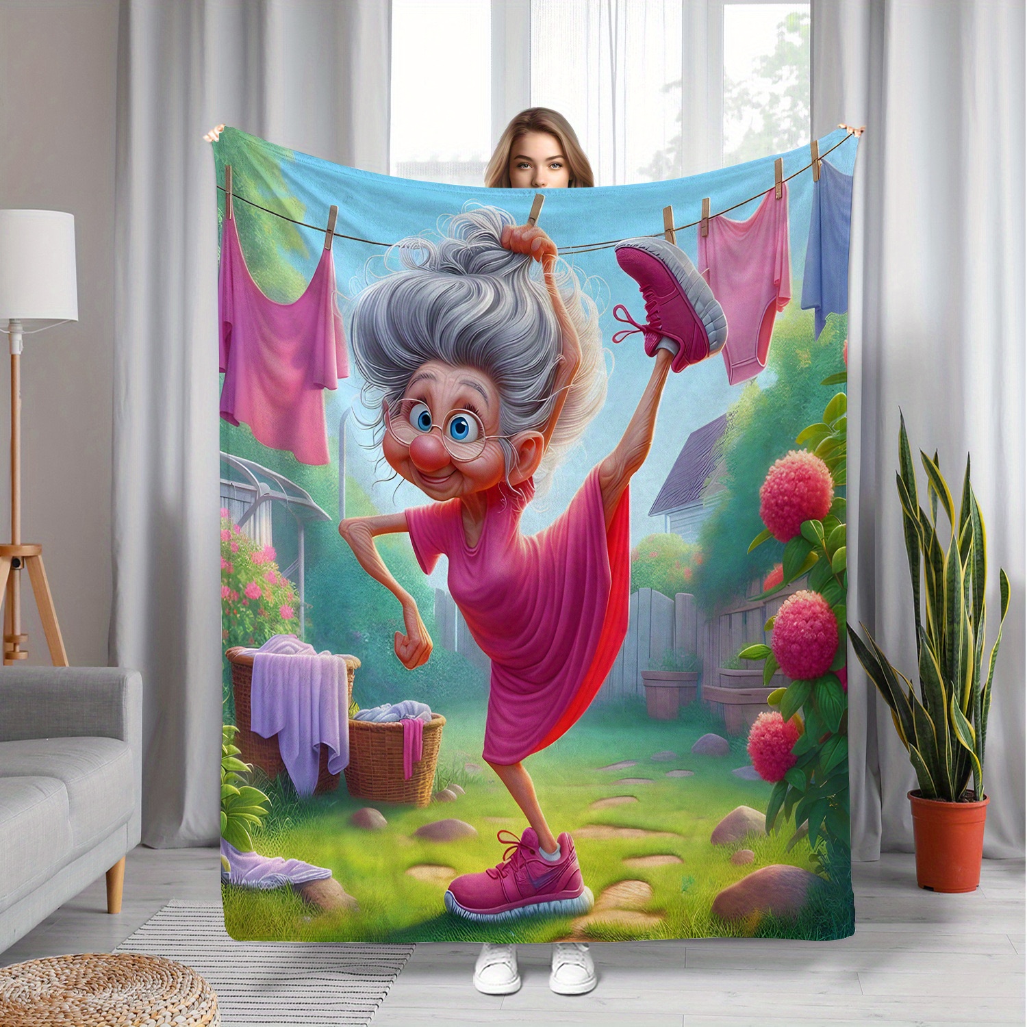 

Funny Grandma Print Soft Flannel Throw Blanket - For All , Outdoor Camping & Travel, Ideal Birthday Or Holiday Gift