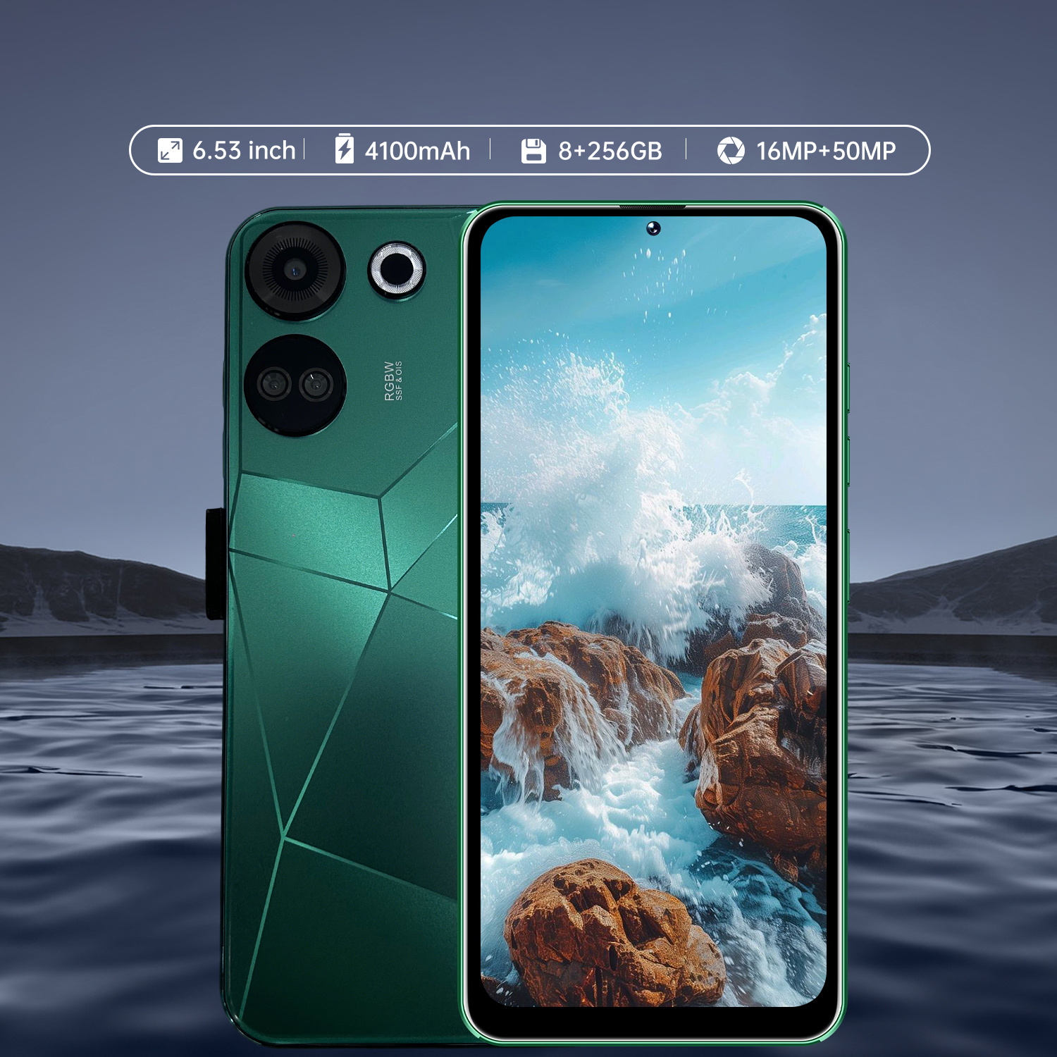 2025 New Unlocked 4G Smartphone with 6.53-inch Touchscreen, 16MP+50MP Camera, GPS, Android 13, 8GB+256GB Memory, Dual SIM, Dual Standby, 4100mAh Large Battery, Free Protective Case