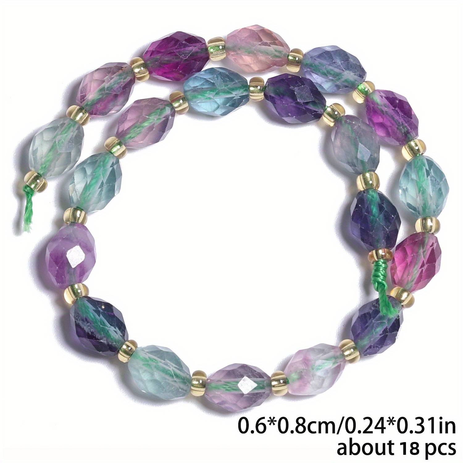 TEMU 18/36 pièces de perles en de fluorite colorées, facettées de , perles espacées et accessoires pour bijoux, pour la création de bracelets, et