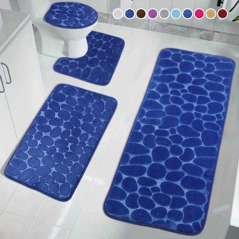 

1/4pcs Pattern Fleece Bath Mat Set, Foam Bathroom Rug, 600gsm , - , For Bathroom, Kitchen, Bedroom, ,