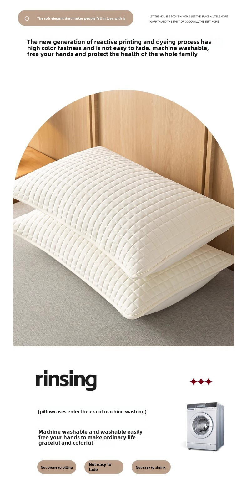 a pillowcase that protects the pillow core and     a quilted pillowcase that protects against oil and dirt and saliva in hotels and homestays details 11