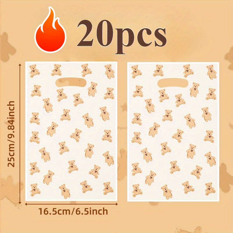 TEMU 20 piezas de Bolsas de Regalo de Oso , 24.89x16.51cm Decoraciones de Plástico para Fiestas de , Bolsas de Regalo de Dibujos Animados ,