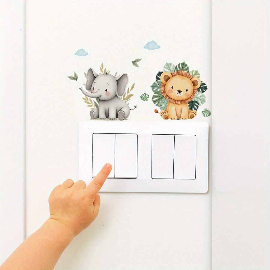 6pcs Watercolor Cute Forest Animal Switch Plate Stickers