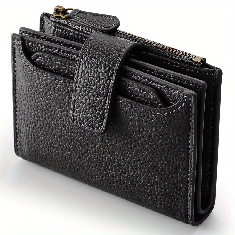 TEMU 1pc Women's Rfid Blocking Bifold Wallet - Compact Holder With Zipper Coin Pocket & 4 Id Windows, Small Slim Minimalist Purse For Women