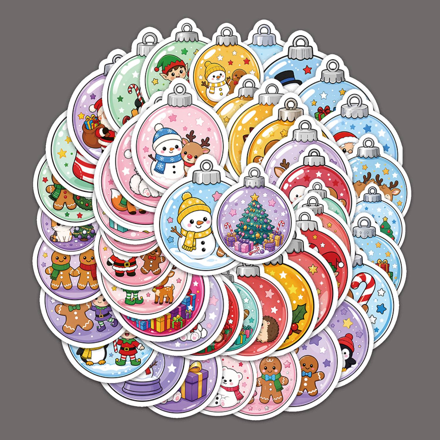 TEMU 48pcs Christmas Stickers, Cute Cartoon Theme Stickers, Holiday Party Decoration Supplies, Gift Wrapping, Suitable For Decorating Laptops, Water