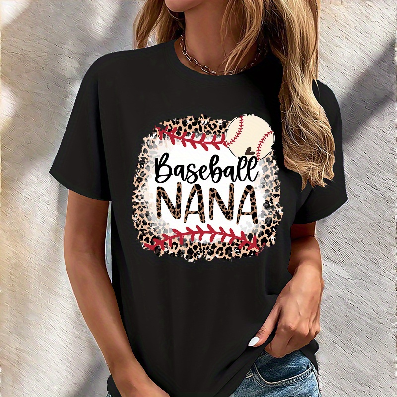 Baseball Mom Shirt - Women's Graphic Leopard Print Tee, Summer Short Sleeve Top, Gray Medium - View #5