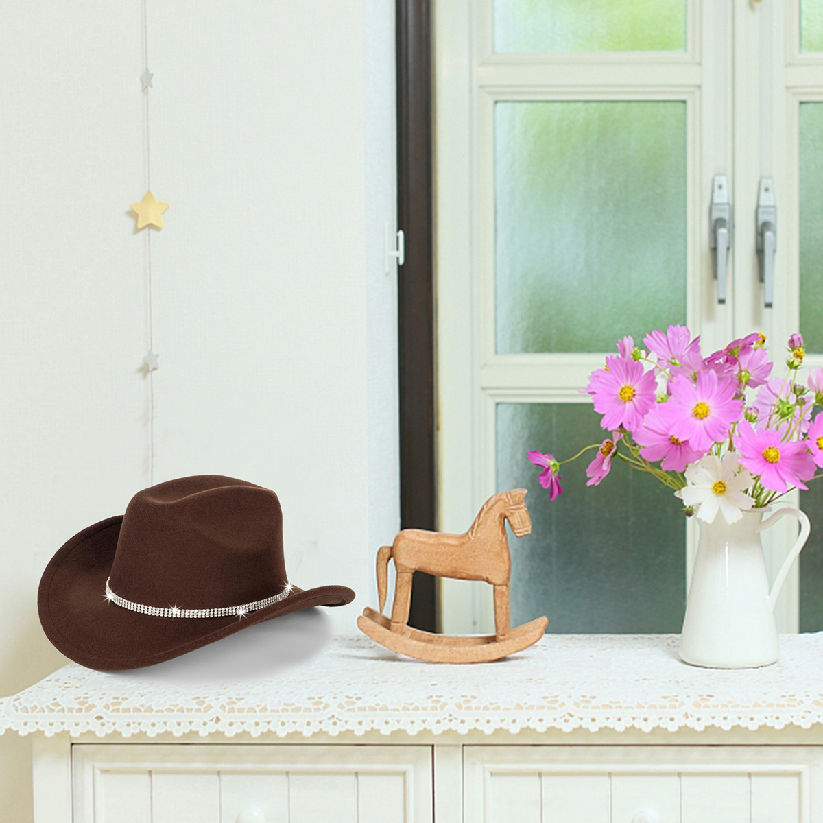 7152 Unisex Western Felt Cowboy Hats - Classic Roll Up Cowgirl Wide Brim unisex western felt cowboy hats classic roll cowgirl wide - Temu main image 2