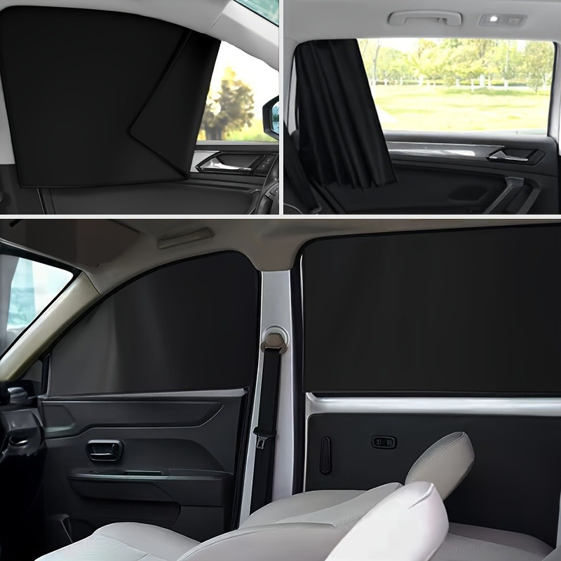 black magnetic sunshade curtains for car partitions without drilling,   ultraviolet   and protect privacy, suitable for vehicle side windows, heat-insulating polyester curtains, suitable for travel and camping 0