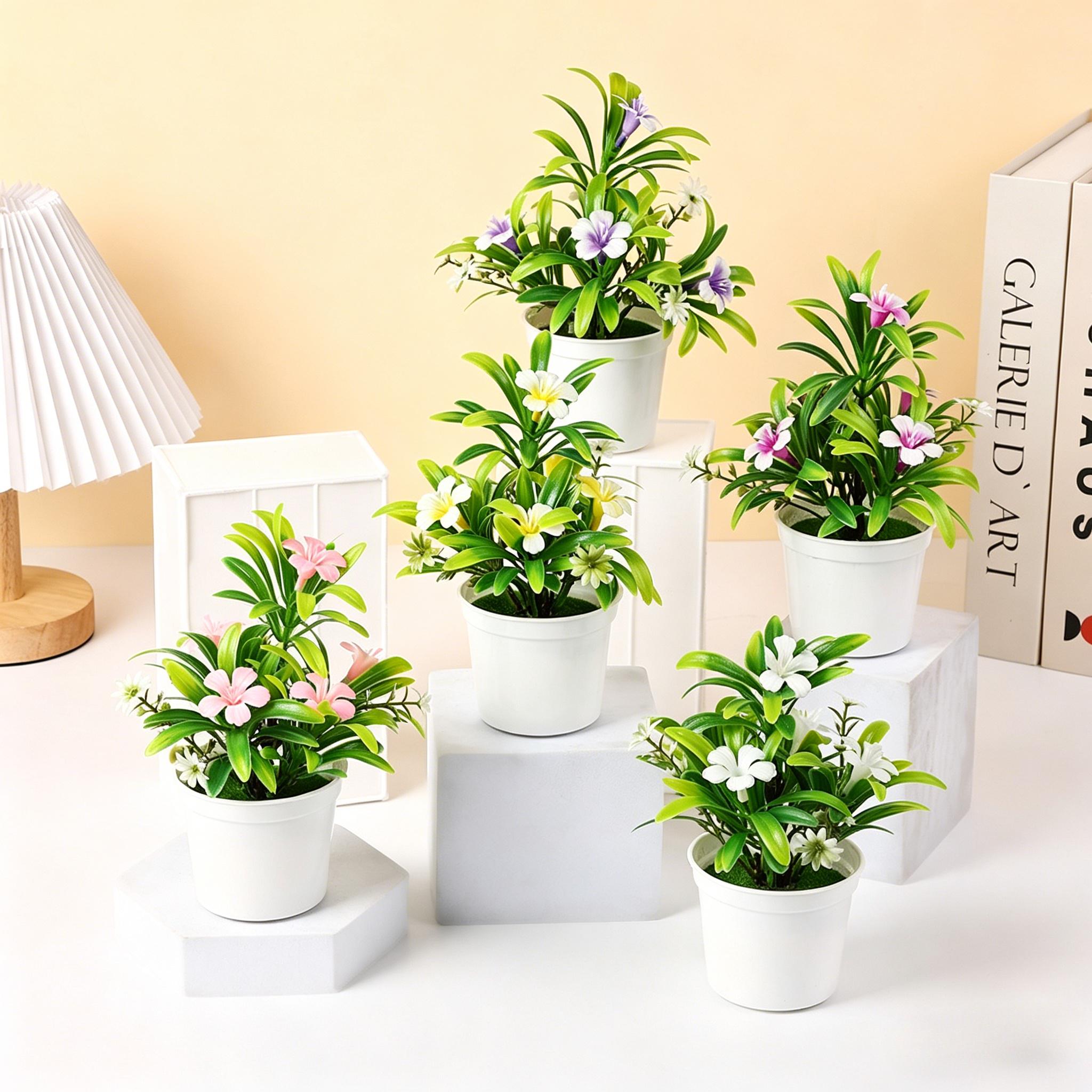 Image of 5pcs Simulation Small Potted Desktop Plant Bonsai Ornaments Indoor Decoration Home Plastic Green Plant Desktop Ornaments, Suitable For Home Decoration, Party Decoration, Indoor And Outdoor