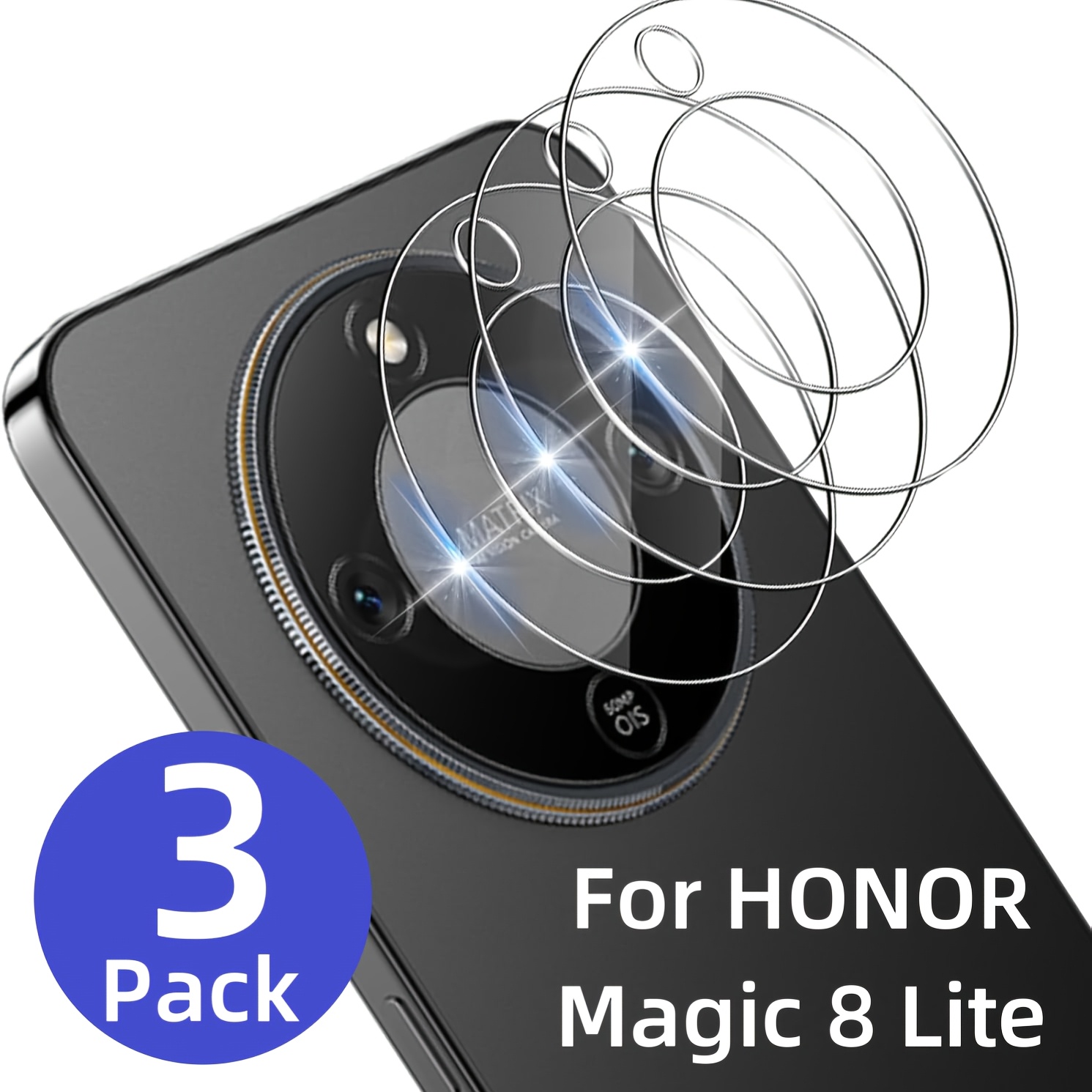 TEMU Juego de 3 películas para lente de cámara para Honor Lite 5G, 3 películas para lente de Lite, protector de pantalla HD antiarañazos sin