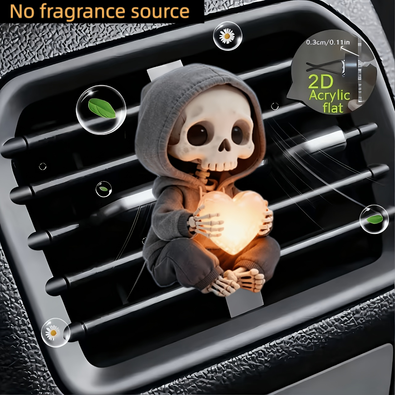2d Flat, Cute Heart Rabbit, Unscented, Acrylic Car Vent Decoration Clip, Car Fragrance Diffuser, With Dual Odorless Sponge Pads, No Fragrance Source, Car Interior Accessory, 2d Flat