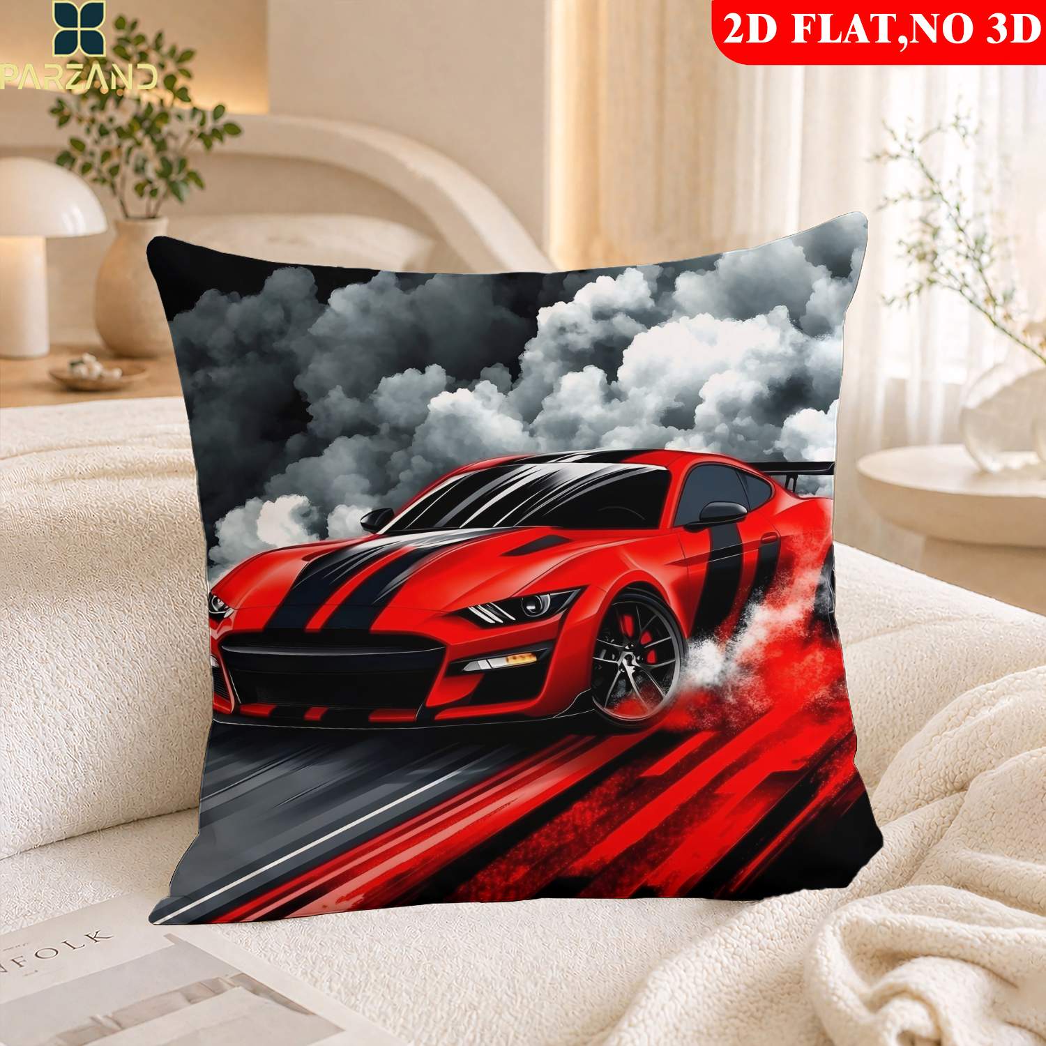 TEMU 2d Flat 1pc Pillowcase Car Pillowcase Family Pattern, Pillowcase For Sofa, Bedroom, And Study, Comfortable And Soft Pillowcase, A Gift , Modern