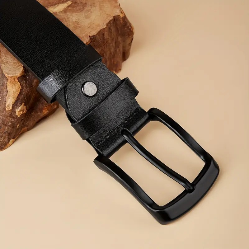 Plus Size Men's Genuine Leather Belt | Square Alloy Large Buckle | High Cost-Effective Durable Style | Suitable for Casual and Business Wear | A Dignified Gift Choice
