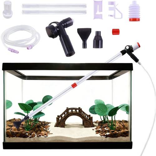 fish cleaner easy manual aquarium vacuum quick beginner friendly aquarium cleaner gravel algae and fish waste removal in small aquariums without battery
