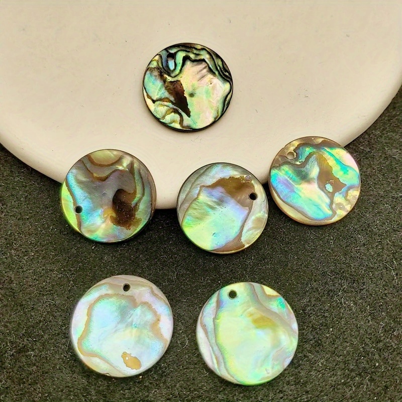TEMU 6pcs 19mm Natural Paua Abalone Shell Disc Pendant Beads For Jewelry Making With Hole