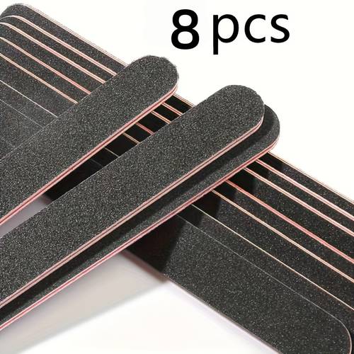 a set of 8 professional dual sided nail file sets 100 180 grit black textured plates for nail shaping and polishing tools and polishing files that washed and used on suitable for natural nails and acrylic nails for diy salons