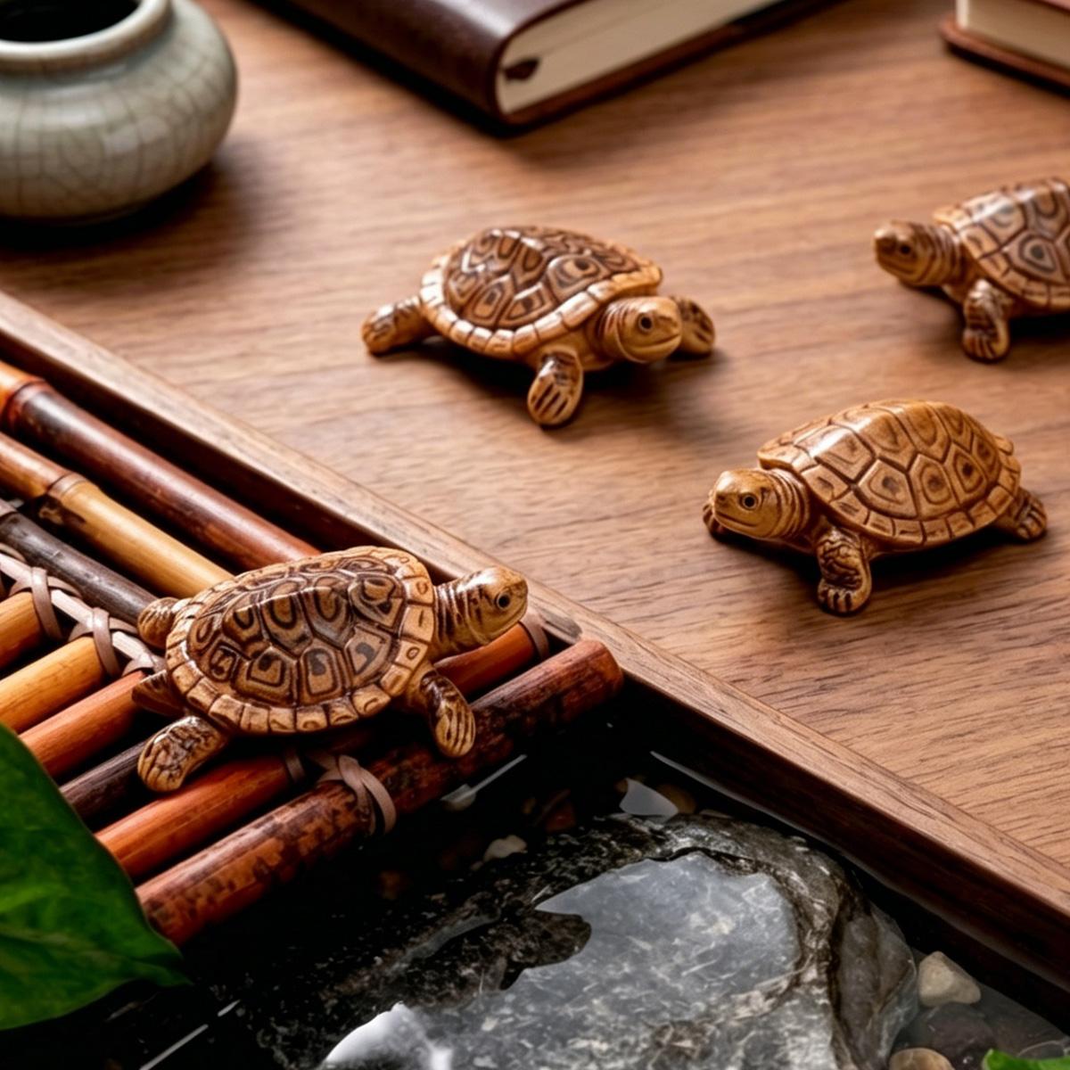 Image of 3 Lifelike Floating Turtle Ornaments, Cute Aquarium Decorative Statues, Suitable For Fish Tank Bonsai Landscaping And Home Layout