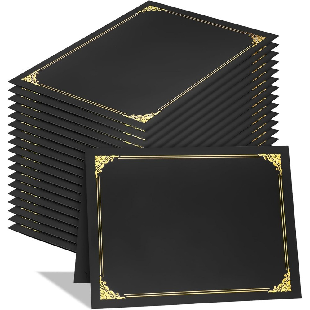 TEMU 20 stuks Certificaathoezen, Marineblauw, Zwart en Bourgondisch met Gouden Folieranden, Geschikt voor 8,5x11 Inch Certificaatpapier