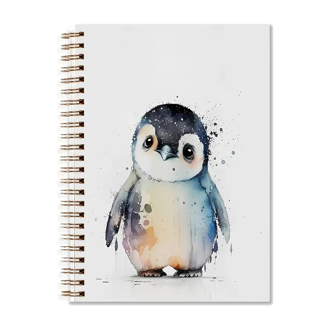 TEMU Watercolor Penguin Notebook, Paper Diary With Cute Animal Stationery – Office, School Or As A Birthday & Christmas Gift, Office Stationery,