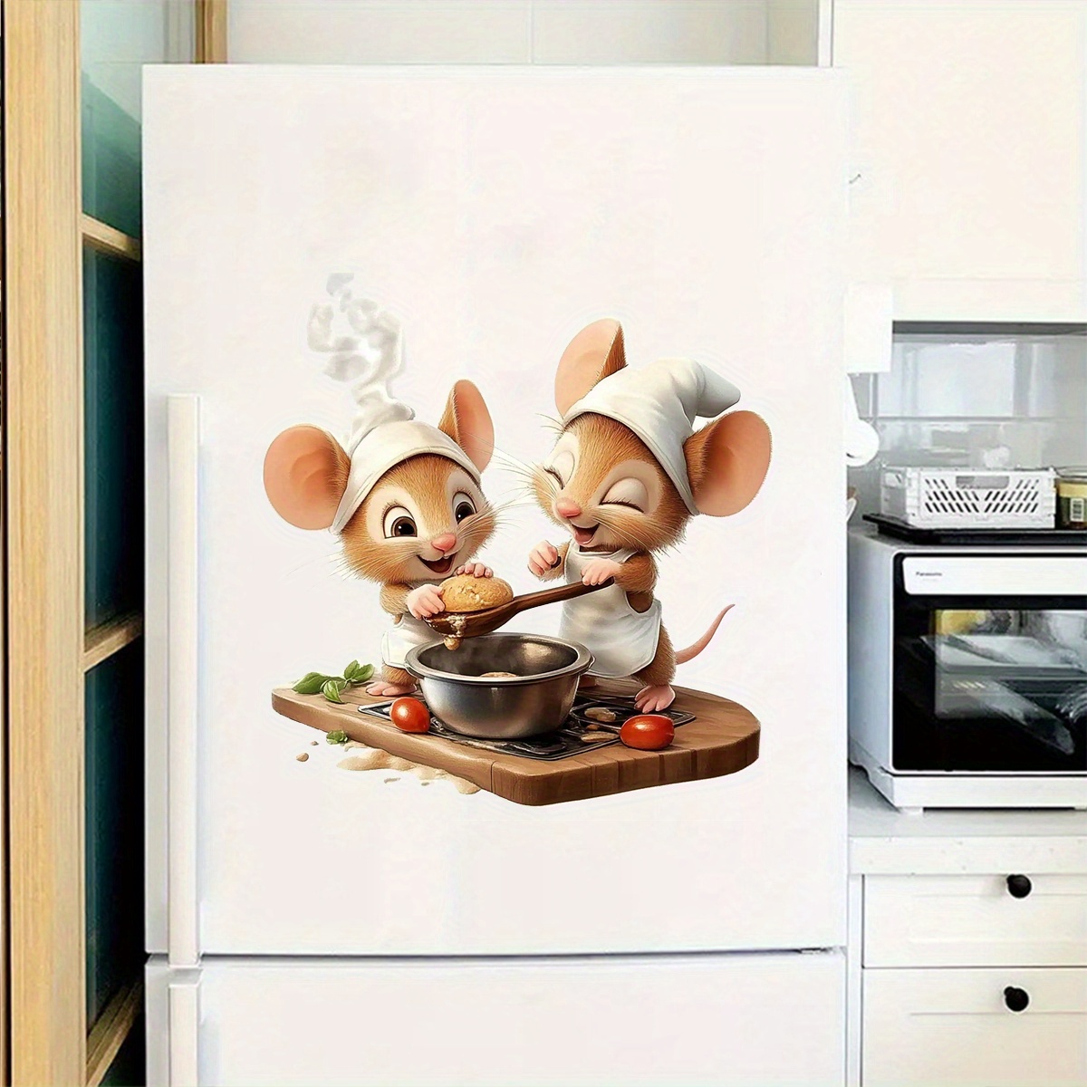 Stickers Featuring A Little Chef Mouse Making Desserts, Perfect For Decorating Kitchens, Living Rooms, Bedrooms, , And As Fridge Magnets Or Wall Decor