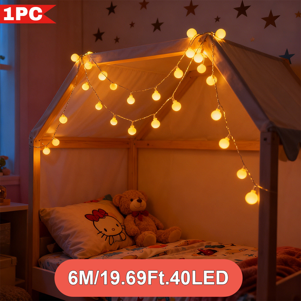 Image of 1pc, Indoor String Lights, 40/20 Led, Usb Powered, Warm White, Lights With 8 , Hanging Decoration For Bedroom Decor, Christmas Ornaments And Holiday Parties
