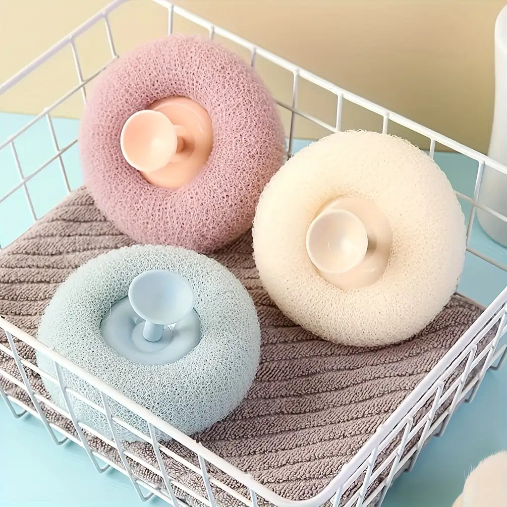 Exfoliating Shower Brush with Suction Cups- Massage Bath Ball Sponge, Suitable for Both Men And Women, Wall-Mounted Loofah, Random Colors.