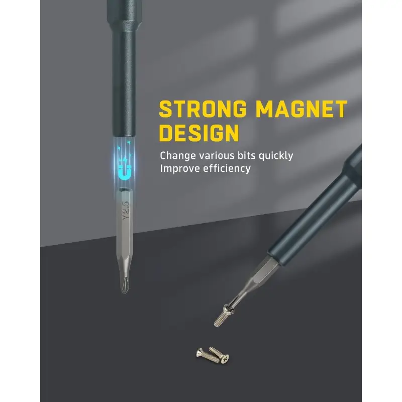 mini 46-in-1 precision screwdriver set with magnetic tips - heavy-duty metal construction, compact case, non-slip grip - compatible with smartphones, laptops, cameras, eyeglasses, electronics, toys, appliances - professional & diy tool kit for home, office, workshop - ideal for electricians, mechanics, hobbyists - no power required, tool set, screw driver set Product details 6