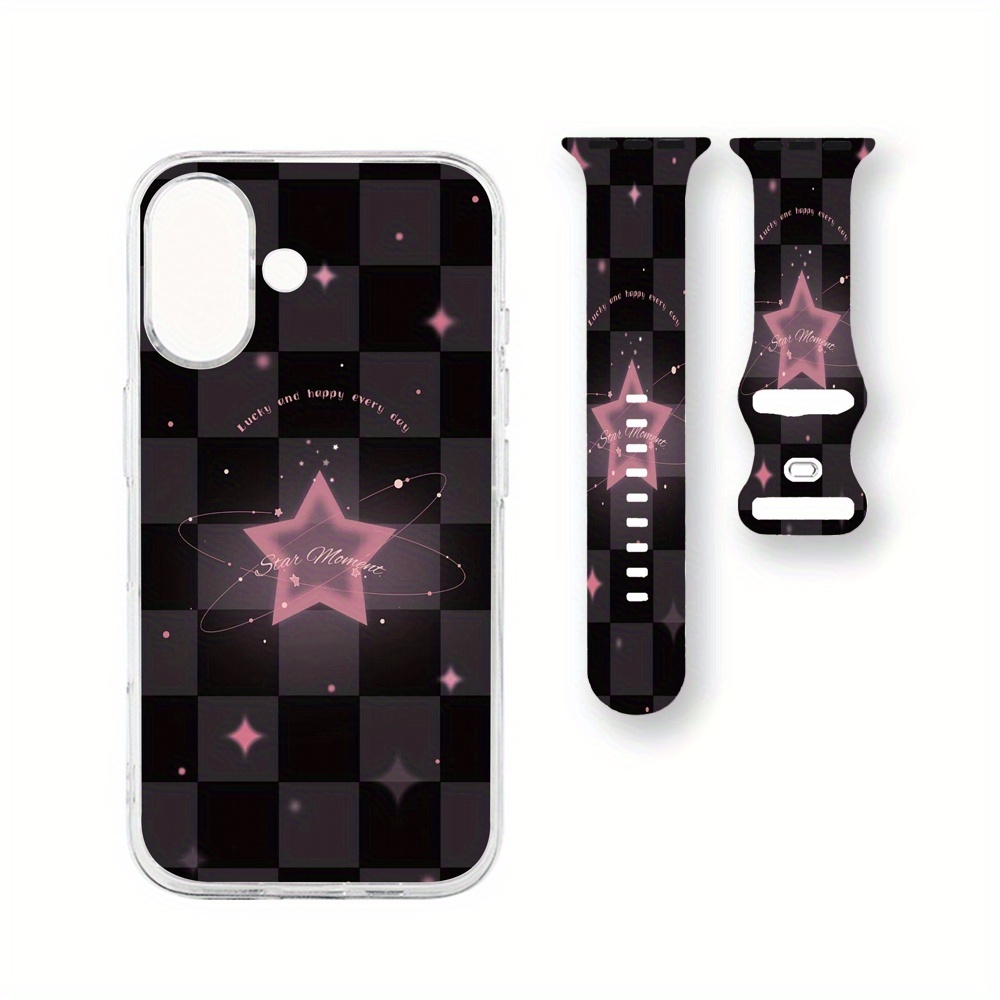 Lucky Star & Checkered Pattern Gift Set for iPhone and iWatch