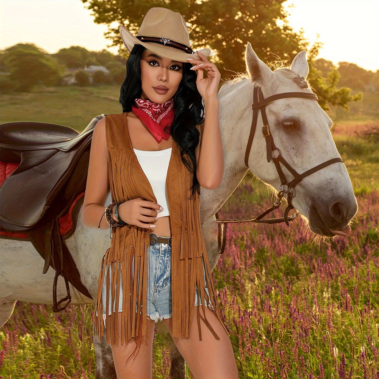 3pcs set womens western cowboy costume set cowgirl costume  display picture 1
