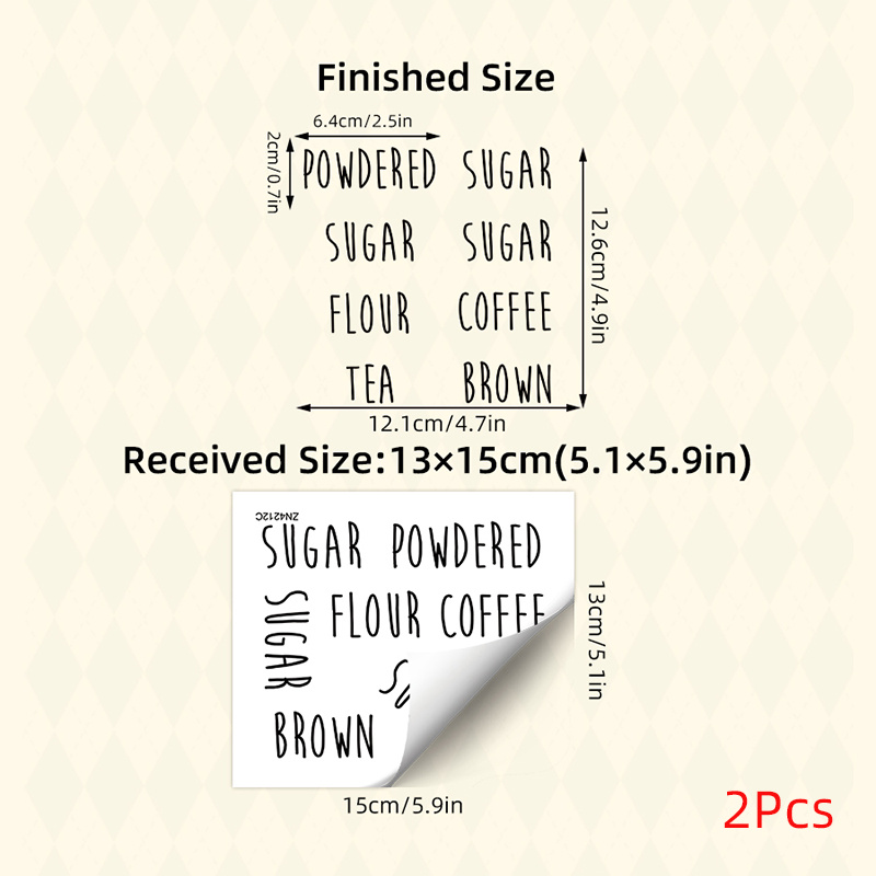 TEMU Ensemble de 2 autocollants minimalistes pour pots de cuisine - Étiquettes en vinyle préimprimées pour thé, café, sucre, bocaux de conservation
